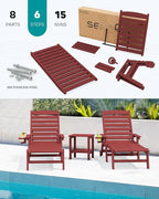 SERWALL Patio Chaise Lounge Chair, Poly Lounge Chair - Image 6