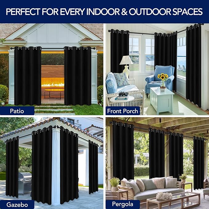 PureFit Outdoor Curtains for Patio Waterproof Weatherproof, UV Resistant - Image 5
