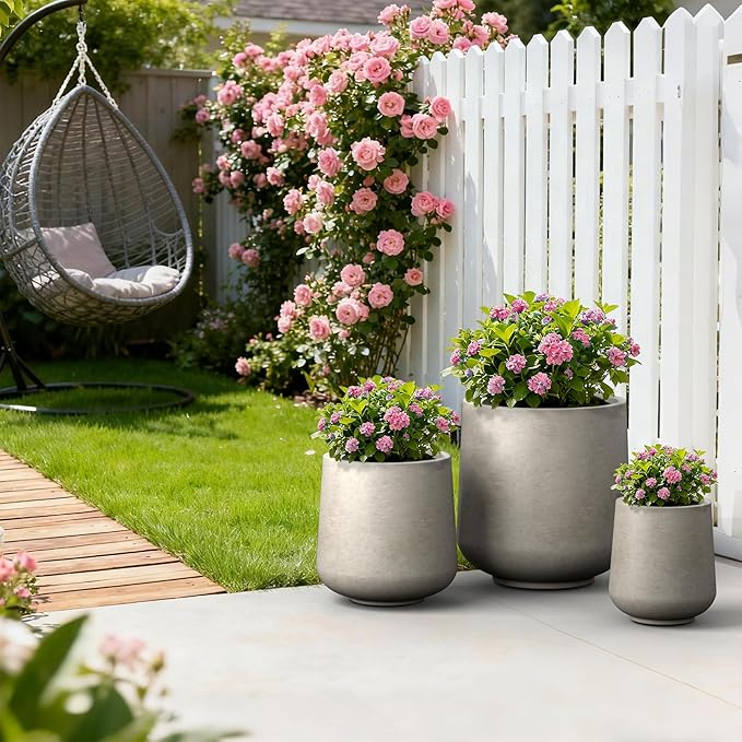 Kante 15.3"+11.6"+8.2" Dia Round Concrete Planter, Large Outdoor Indoor Planter - Image 5