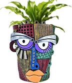 Abstract Face Planter Pots for Plants, Hand-Painted Colorful Flower Pots by Midogaigai