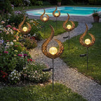 6 Pack Solar Stake Lights Outdoor Decorative Metal Ground Pathway LED Stake - Image 7