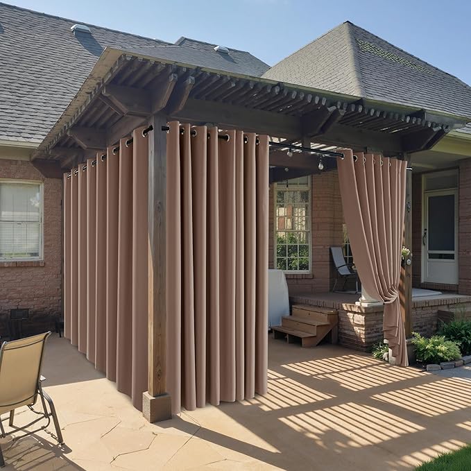 RYB HOME Outdoor Curtains for Patio Waterproof Block Sunlight Thermal Insulated by RYBHOME