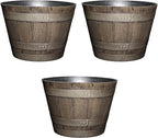 Classic Home and Garden Outdoor Round Whiskey Resin Flower Pot Barrel Planter by ClassicHomeandGarden