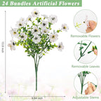 Bassion Artificial Flowers for Outdoors, 24 Bundles UV Resistant Fake Flowers - Image 3