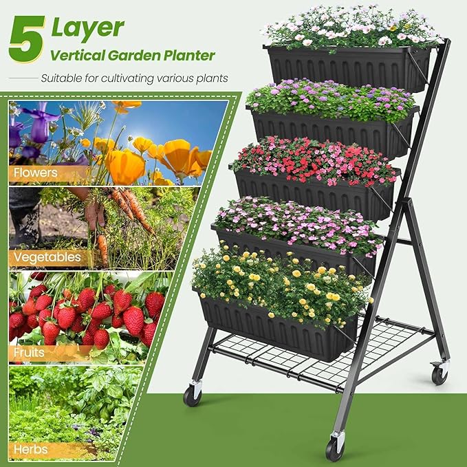 SEJOV 5-Tier Raised Garden Bed, 4FT Vertical Garden Planter - Image 9