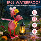 Solar Flamingo Statue with Lights, 13in Tall Solar Flamingo Garden Sculptures - Image 6