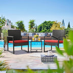 Flamaker 3 Pieces Wicker Patio Furniture Outdoor Modern Rattan Chair - Image 2