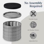 Best Choice Products Round Wicker Ottoman, Additional Seating, Side Table - Image 7