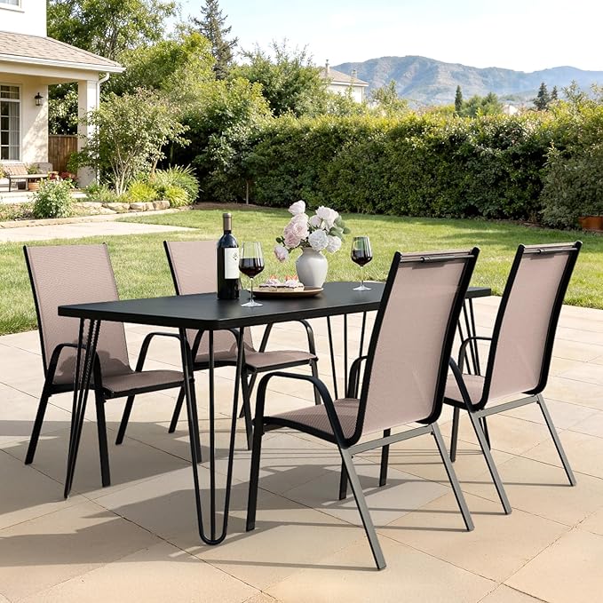 JEAREY Patio Dining Chairs Set of 4, Outdoor Stackable Dining Furniture Set - Image 8