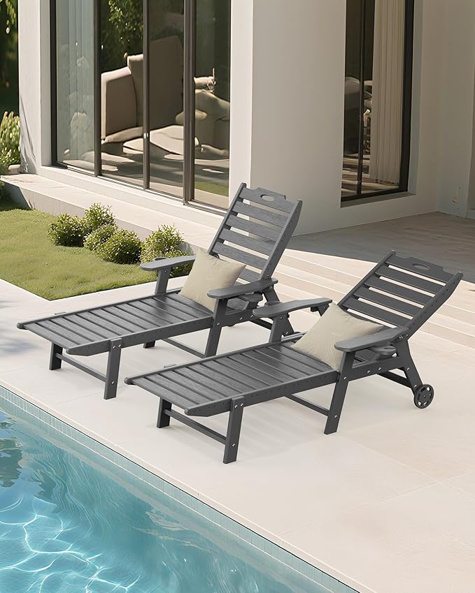 Carauci Lounge Chair Outdoor, HDPE Chaise Lounge - Image 9