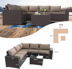 Kullavik 9 Pieces Outdoor Patio Furniture Set, PE Wicker Rattan Sectional Sofa - Image 8
