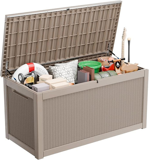 320 Gallon Waterproof Outdoor Storage Box, Large Resin Deck Box, Lockable by MAIUSCOLI