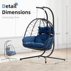 Double Egg Chair with Stand Hammock Swing Chair Foldable Hanging Loveseat - Image 2