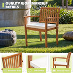 Flamaker 5 Piece Outdoor Dining Set Acacia Wood Patio Table and Chairs - Image 4