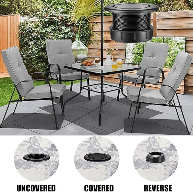 Patio Table Umbrella Hole Ring Plug Cap Set, Yard Parasol Table Hole Cover - Image 6