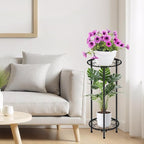 CASIMR Plant Stand Indoor Outdoor, Metal Rustproof Flower Shelf 2 Tier 23.9 inch - Image 3