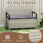 RELAX4LIFE Wicker Outdoor Storage Bench, Rattan Deck Box w/Protective Liner - Image 4