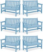 SERWALL Outdoor Bench, HDPE Outdoor Benches Weatherproof, 2-Person Garden Bench by SERWALL