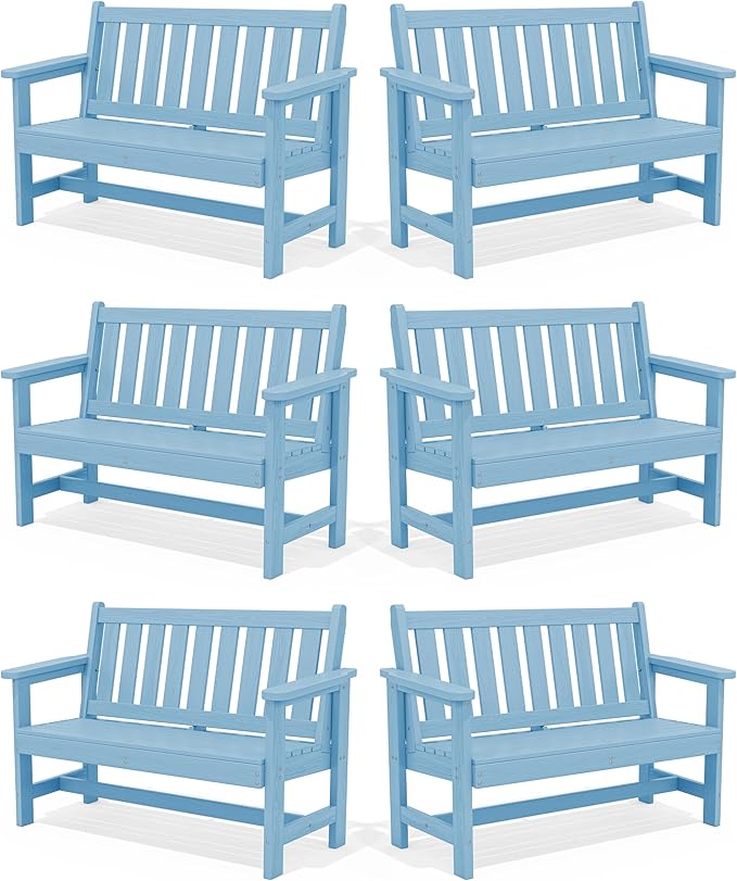 SERWALL Outdoor Bench, HDPE Outdoor Benches Weatherproof, 2-Person Garden Bench by SERWALL