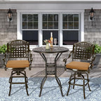 VIVIJASON 3-Piece Outdoor Swivel Bar Stools Set, All Weather Cast Aluminum - Image 7