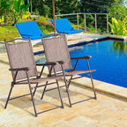 Giantex Set of 2 Patio Folding Chairs, Outdoor Patio Dining Chairs w/Armrest - Image 2