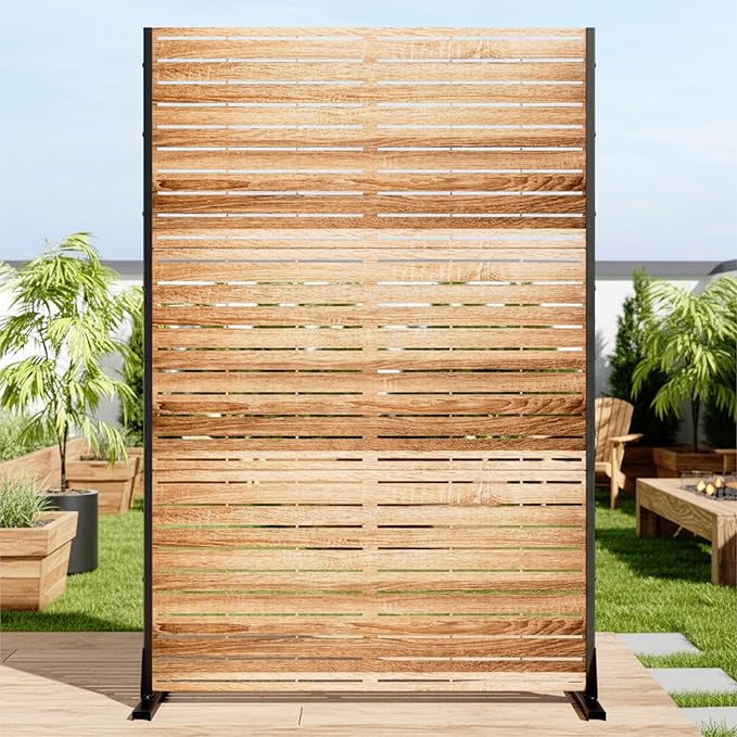 Casaphoria Metal Privacy Screen Outdoor, Wood Color by Casaphoria