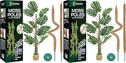 4 Pack 48'' Bendable Moss Pole Monstera Plant Support by K-BRANDS