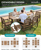 SERWALL 9-Piece Outdoor Dining Set, All Weather HDPE Outdoor Furniture Set - Image 5