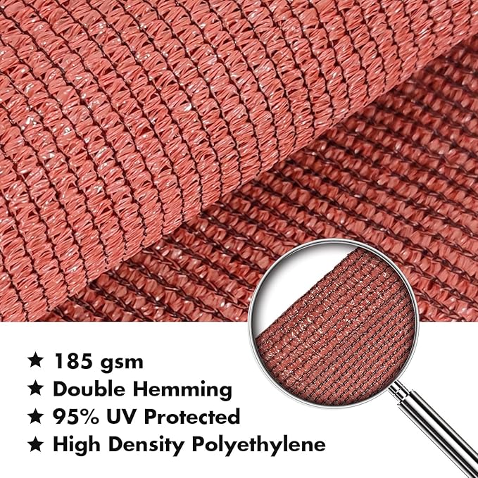KANAGAWA 6'X8' Rust Red Custom Size Sun Shade Sail Rectangle UV Block Canopy - Image 4