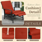 Oakcloud Adjustable Outdoor Lounge Chair Metal Patio Relaxing Recliner Chair Set - Image 4