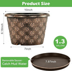 10 Inch Planter Pots for Plants, 4 Pack Plastic Large Flower Pots Indoor Outdoor - Image 3