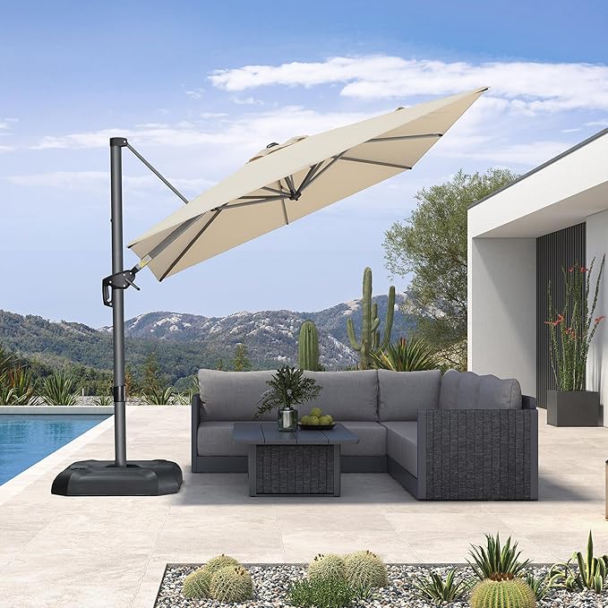 PURPLE LEAF 8 Feet Patio Umbrella Outdoor Cantilever Square Umbrella Aluminum - Image 2