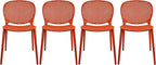 2xhome Set of 4 Patio Dining Chairs | Modern Stackable Outdoor Pool Side Chair by 2xhome