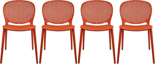 2xhome Set of 4 Patio Dining Chairs | Modern Stackable Outdoor Pool Side Chair by 2xhome