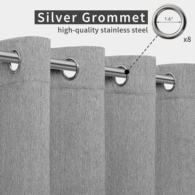Easy-Going Linen Look Outdoor Curtains Waterproof Windproof Porch Curtains - Image 3