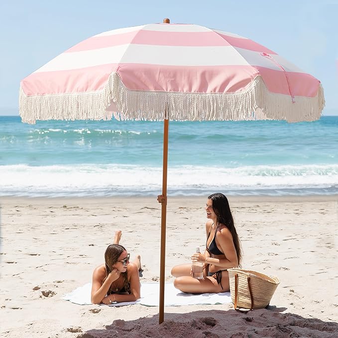 AMMSUN 7ft Patio Umbrella with Fringe Outdoor Tassel Umbrella UPF50+ Premium - Image 4