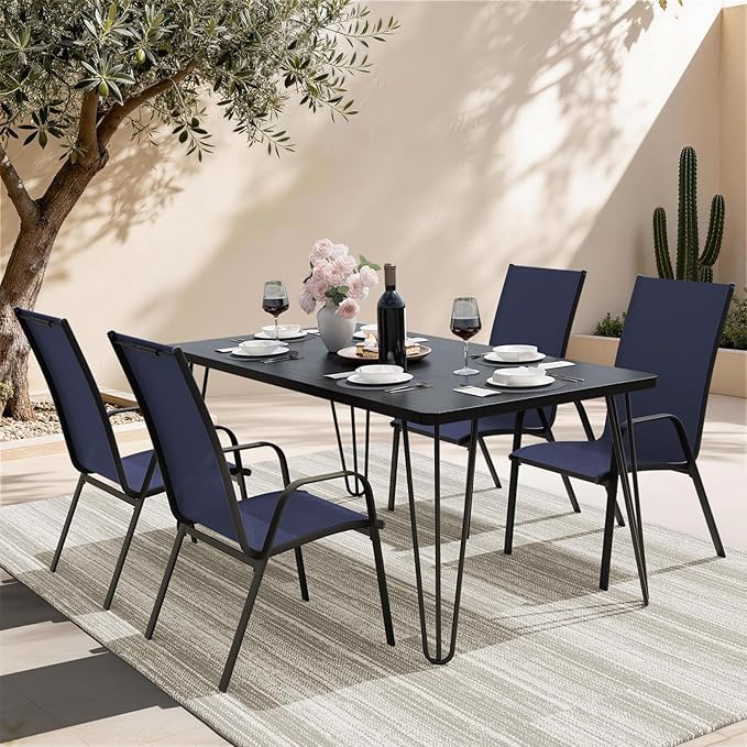 JEAREY Patio Dining Chairs Set of 4, Outdoor Stackable Dining Furniture Set - Image 2