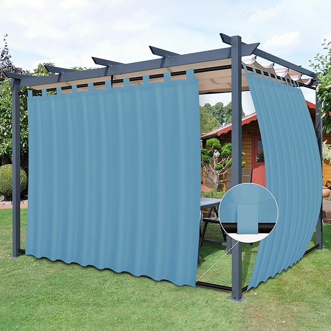 Easy-Going Outdoor Patio Curtains Detachable Tab Top Windproof Weatherproof by Easy-Going