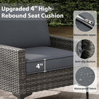 Jing's Villa 4-Piece Outdoor Sectional Sofa Set, All-Weather Wicker Patio - Image 3