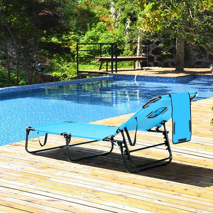 GYMAX Tanning Chair, 350lbs Beach Lounge Chair - Image 2