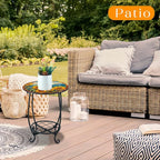 Outdoor Side Table Round Small Mosaic Patio Accent Indoor End Plant Coffee Tea - Image 2