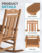 Ciokea Oversized Outdoor Rocking Chairs Set of 2, 380lbs Heavy-Duty Large Patio - Image 4