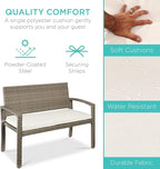 Best Choice Products Outdoor Bench 2-Person Wicker Garden Patio Benches Seating - Image 3