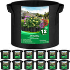 12-Pack 5 Gallon Thickened Non-Woven Grow Bags, Aeration Fabric Pots by JNYONG