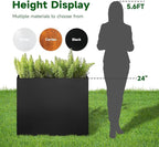 Black Steel Metallic Heavy Planter 30" x 12" x 24" - Image 7