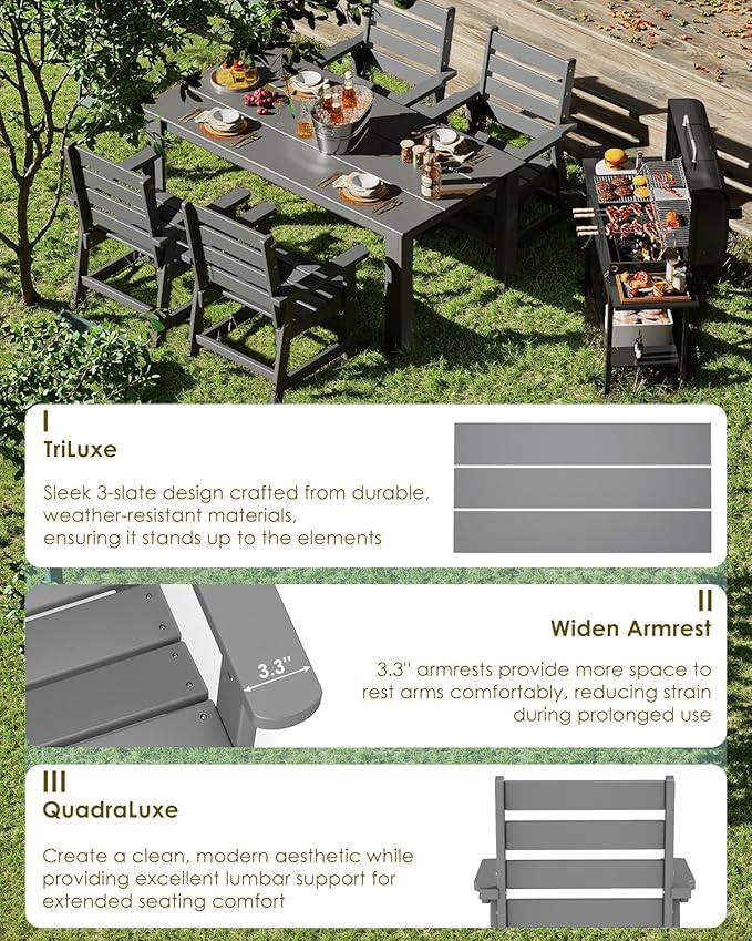 GREENVINES 5-Piece Patio-Dining-Set | HDPE Plastic | Outdoor Table and Chairs - Image 6