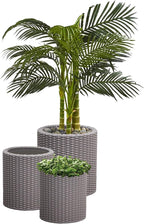 Keter Cylinder Set of 3 Rattan Resin Planter by Keter