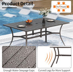 Outdoor Metal Steel Rectangle Patio Dining Table, 6 Person Patio Table - Image 4