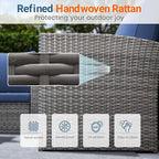 Wisteria Lane 4 Piece Patio Furniture Set, Wicker Outdoor Patio Conversation - Image 4