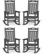 Oversized Outdoor Rocking Chairs Set of 4, High Back Porch Rocker Chair by Suunyn